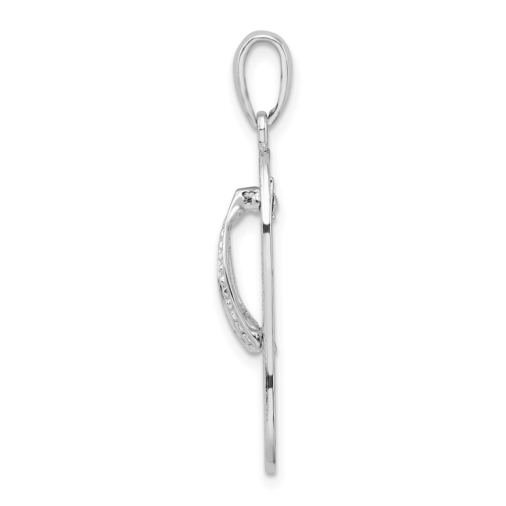 Sterling Silver Rhodium-plated 3D Cut-out Starfish Flip-flop Pendant