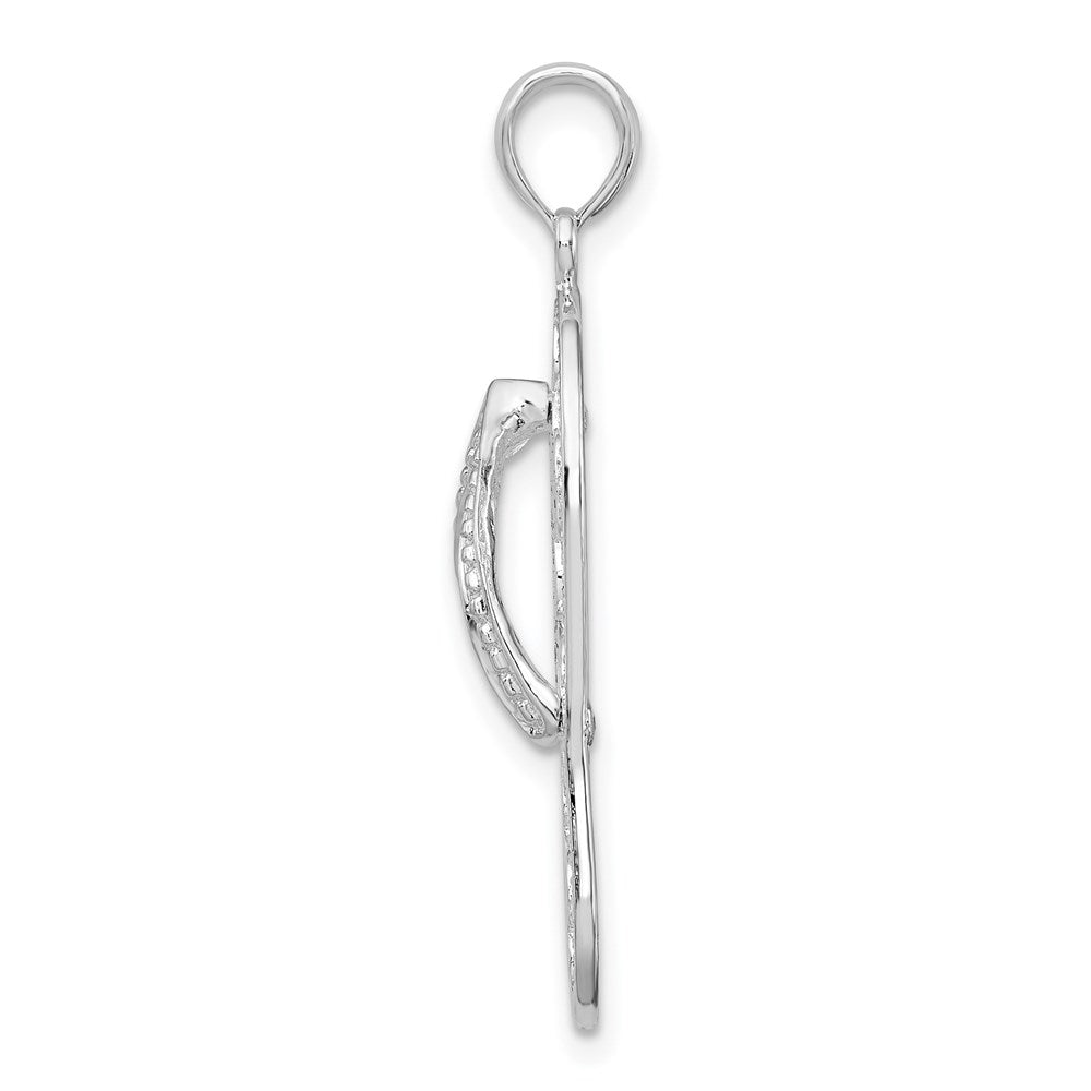 Sterling Silver Rhodium-plated 3D Cut-out Turtles Flip-flop Pendant