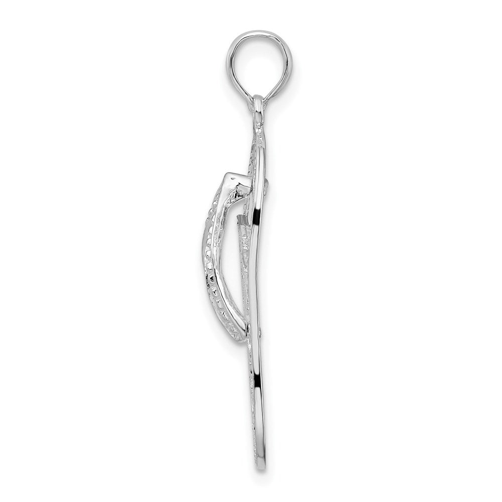 Sterling Silver Rhodium-plated 3D Cut-out Palm Tree Flip-flop Pendant
