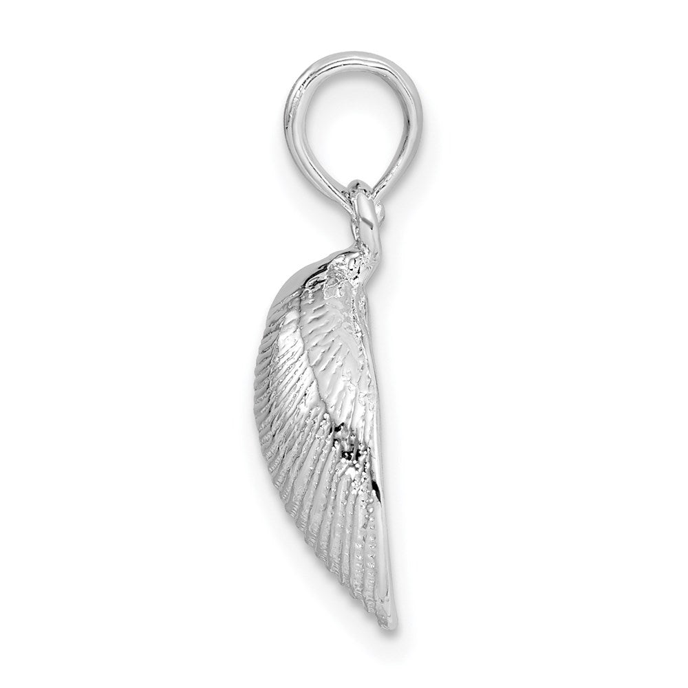 Sterling Silver Rhodium-plated Polished Clam Shell Pendant