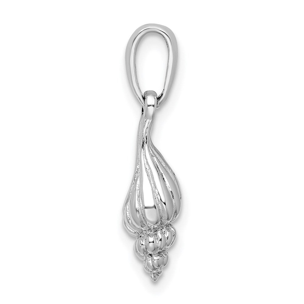 Sterling Silver Rhodium-plated Polished 3D Wentletrap Shell Pendant