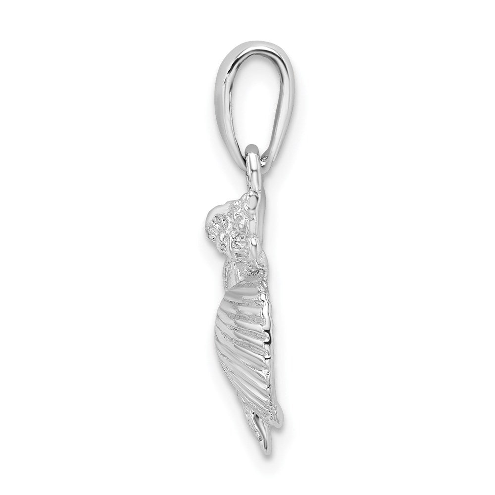 Sterling Silver Rhodium-plated Polished Shell Cluster Pendant