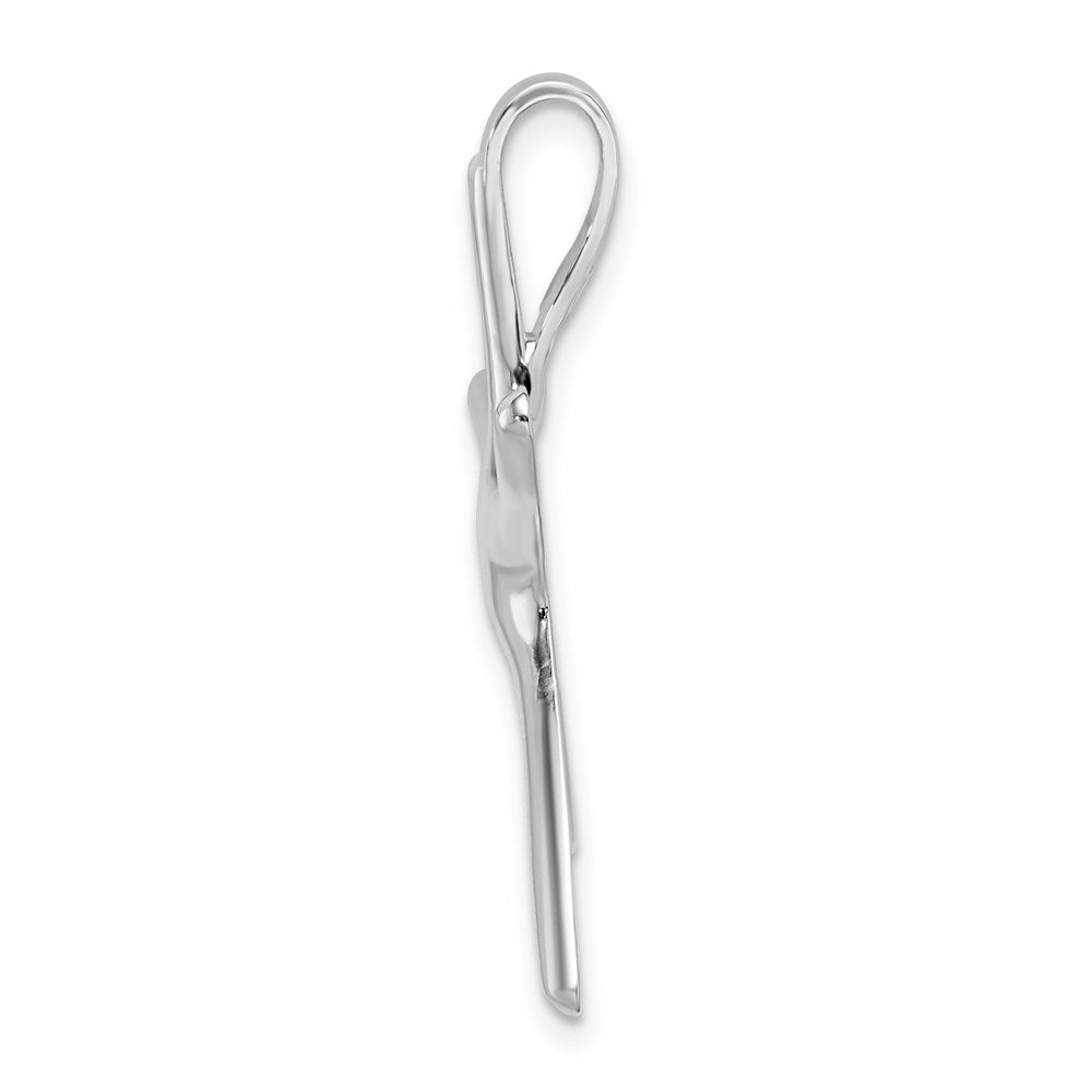 Sterling Silver Rhodium-plated Polished Dancing Starfish Slide