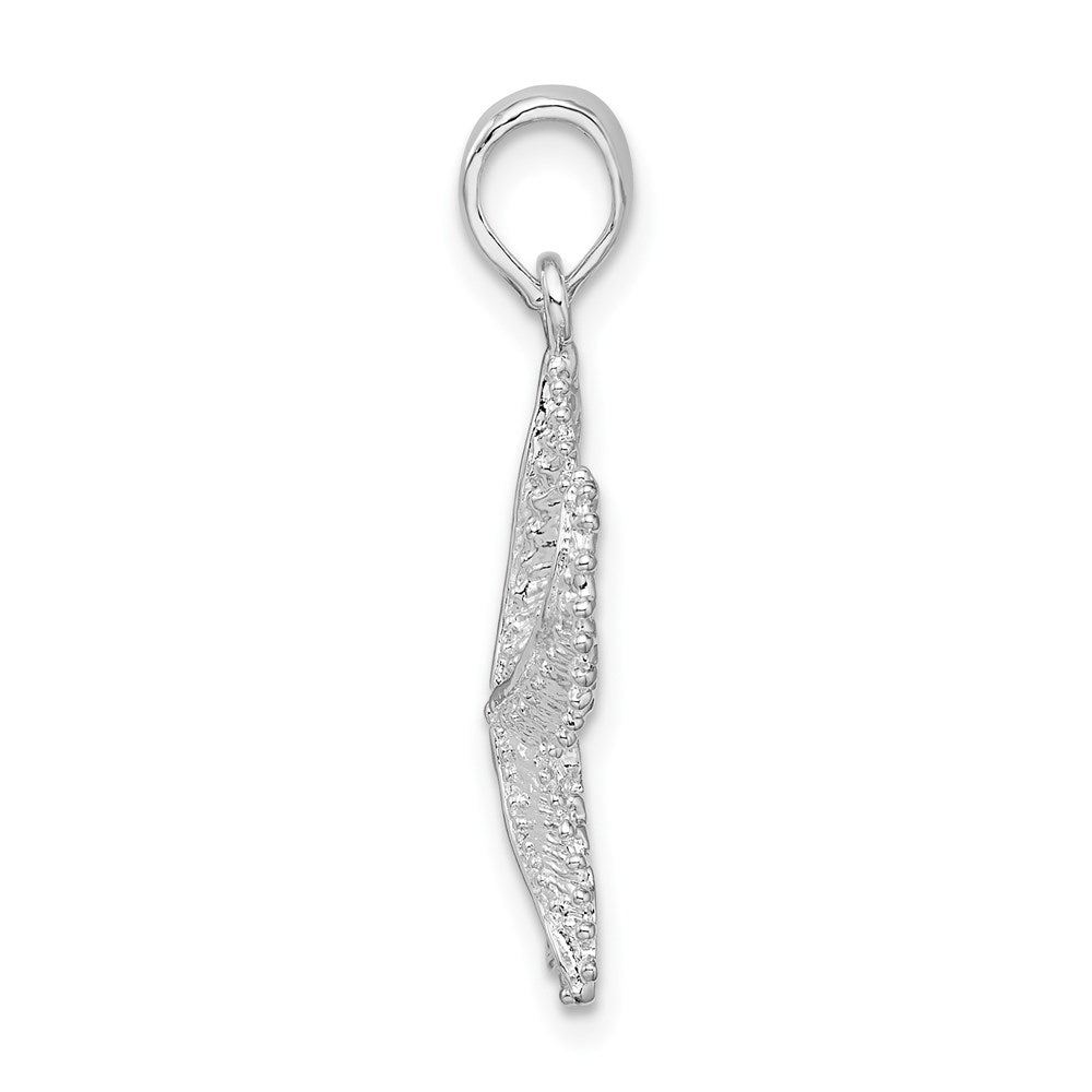 Sterling Silver Rhodium-plated Polished  Beaded Starfish Pendant