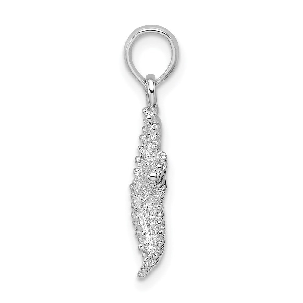 Sterling Silver Rhodium-plated Polished  Beaded Starfish Pendant