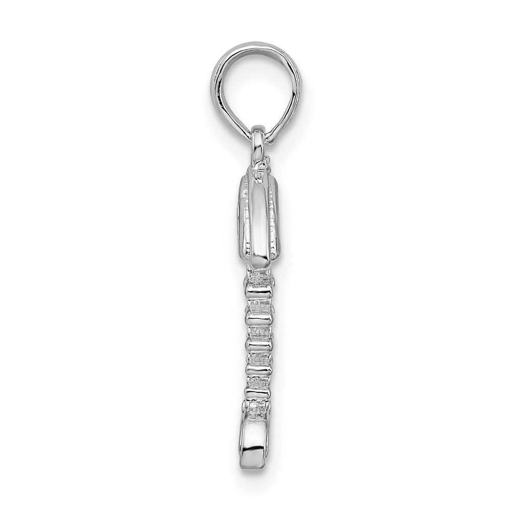 Sterling Silver Rhodium-plated Polished 3D Fishbone Pendant