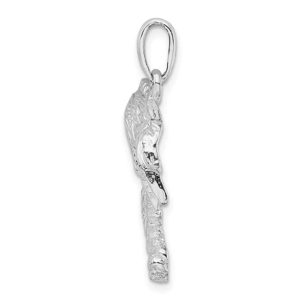 Sterling Silver Rhodium-plated Polished Two Palm Trees Pendant