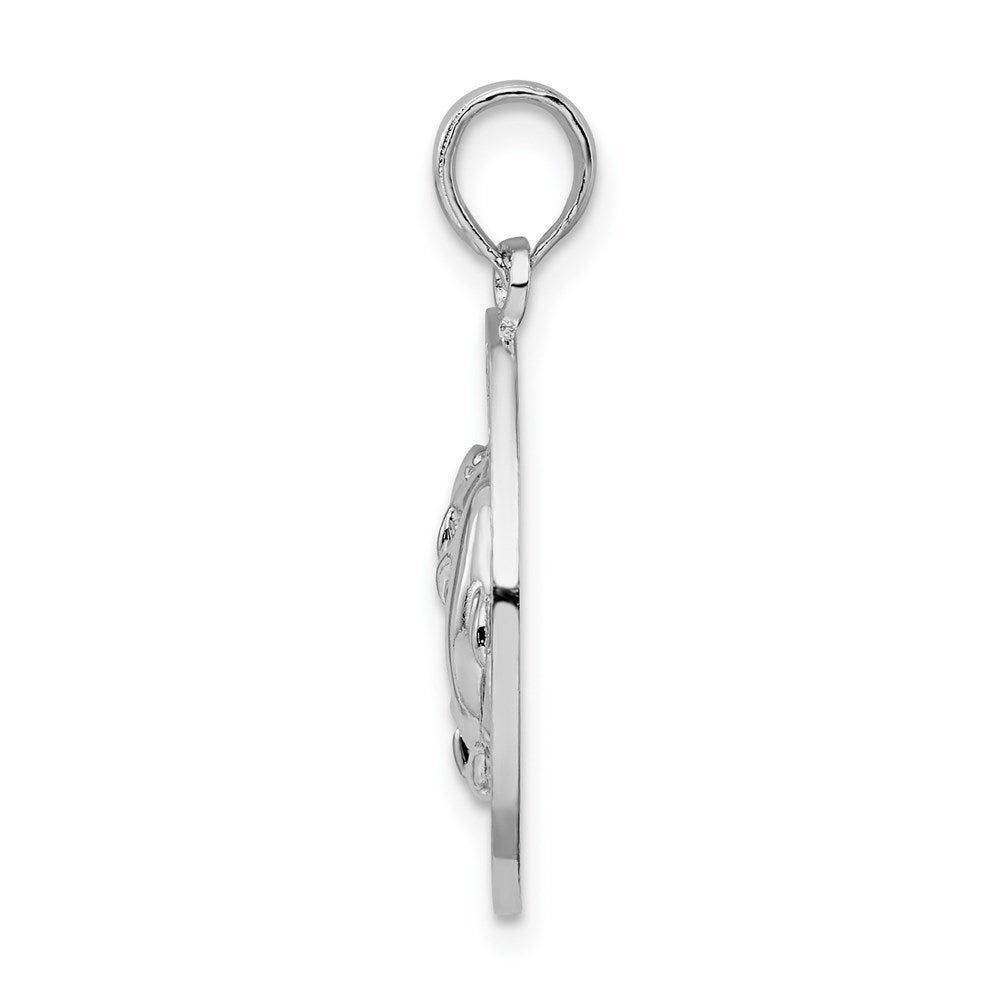 Sterling Silver Rhodium-plated Textured Turks Caicos Dolphins Pendant