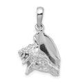 Sterling Silver Rhodium-plated Polished 3D Conch Shell Pendant