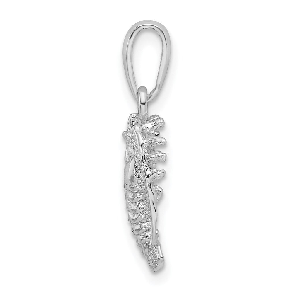 Sterling Silver Rhodium-plated Polished Small Florida Lobster Pendant