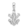 Sterling Silver Rhodium-plated Polished Frog Pendant