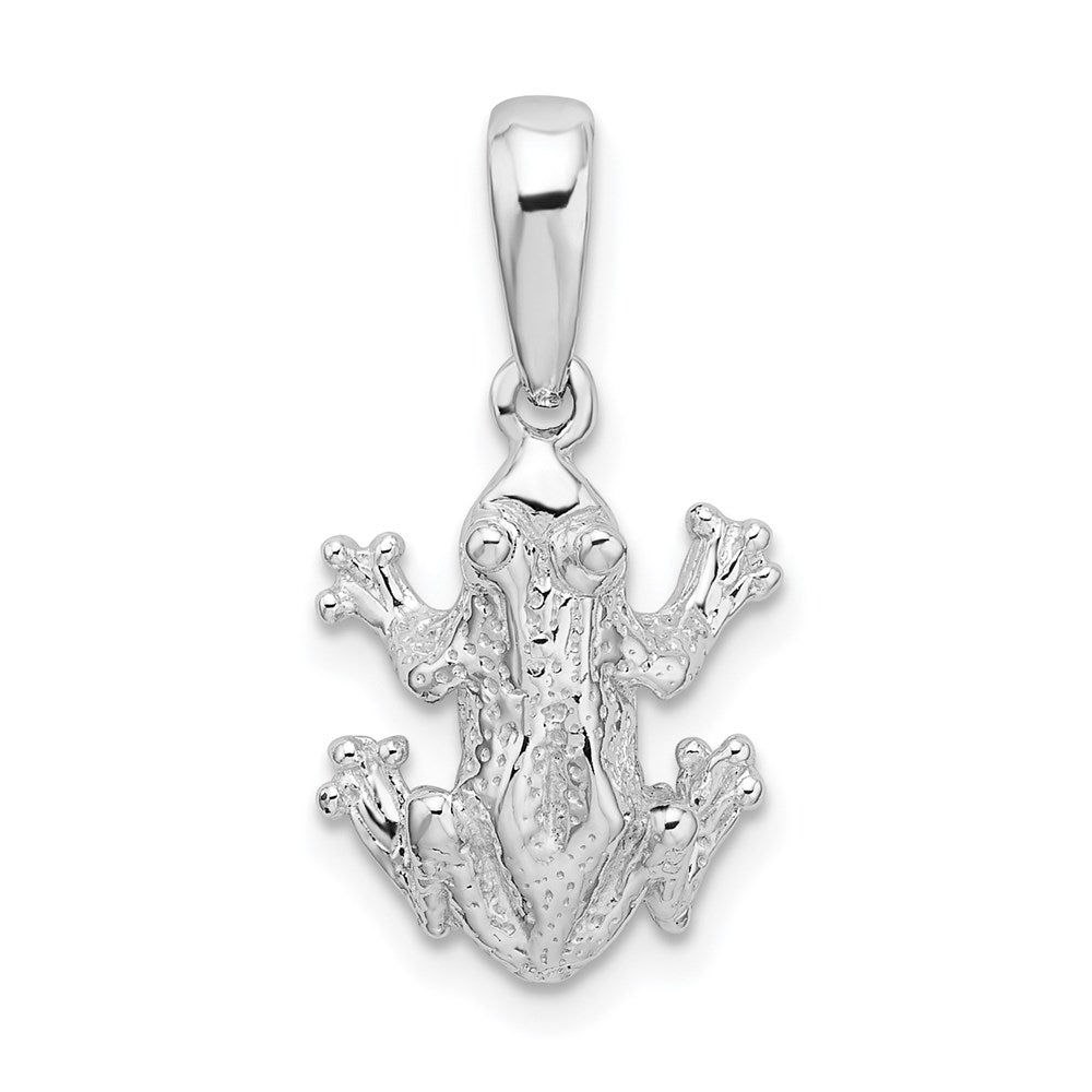 Sterling Silver Rhodium-plated Polished Frog Pendant