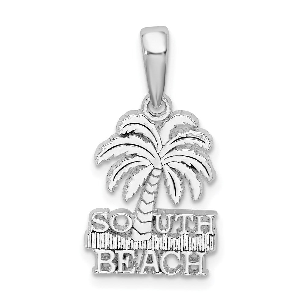 Sterling Silver Rhodium-plated Polished South Beach Palm Tree Pendant