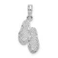 Sterling Silver Rhodium-plated Polished 3D Flip-flops Pendant