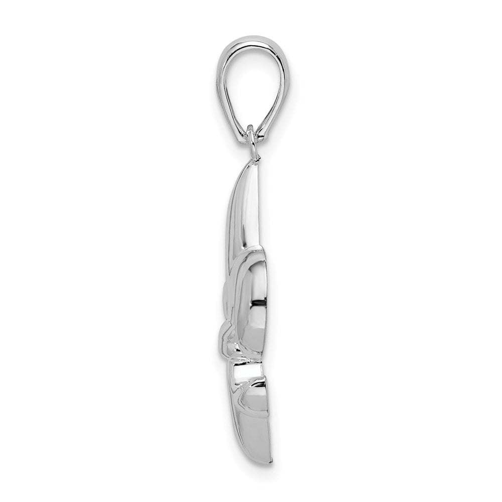 Sterling Silver Rhodium-plated Polished Medium Fleur de Lis Pendant