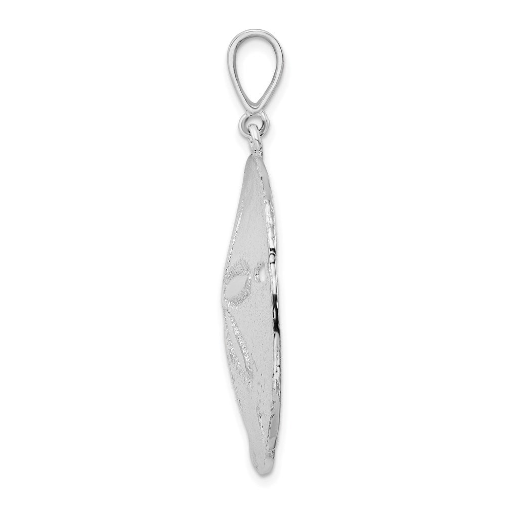 Sterling Silver Rhodium-plated Polished Sand Dollar Pendant