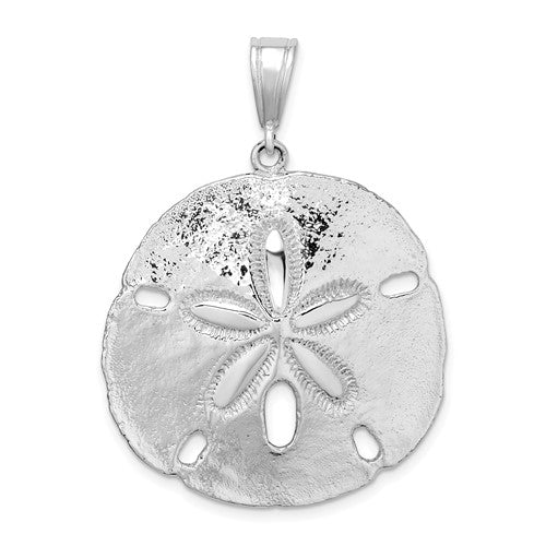 Sterling Silver Rhodium-plated Polished Sand Dollar Pendant