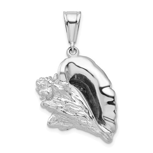 Sterling Silver Rhodium-plated Polished 3D Conch Shell Pendant