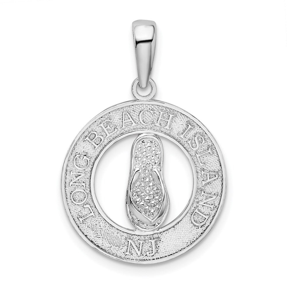 Sterling Silver Rhodium-plated Long Beach Island,NJ w/Flip-flop Pendant