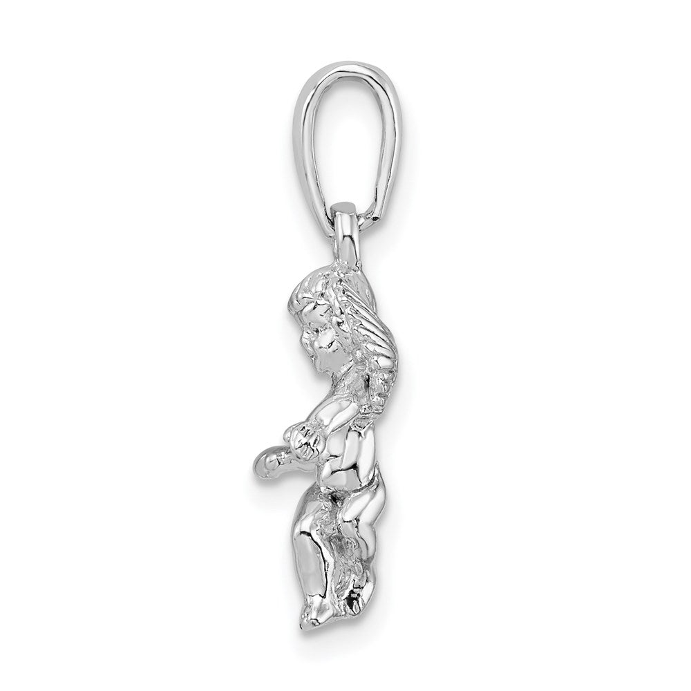 Sterling Silver Rhodium-plated Polished 3D Guardian Angel Pendant