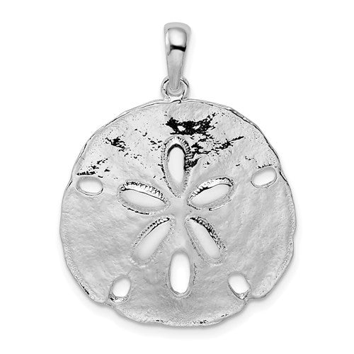 Sterling Silver Rhodium-plated Polished Sand Dollar Pendant
