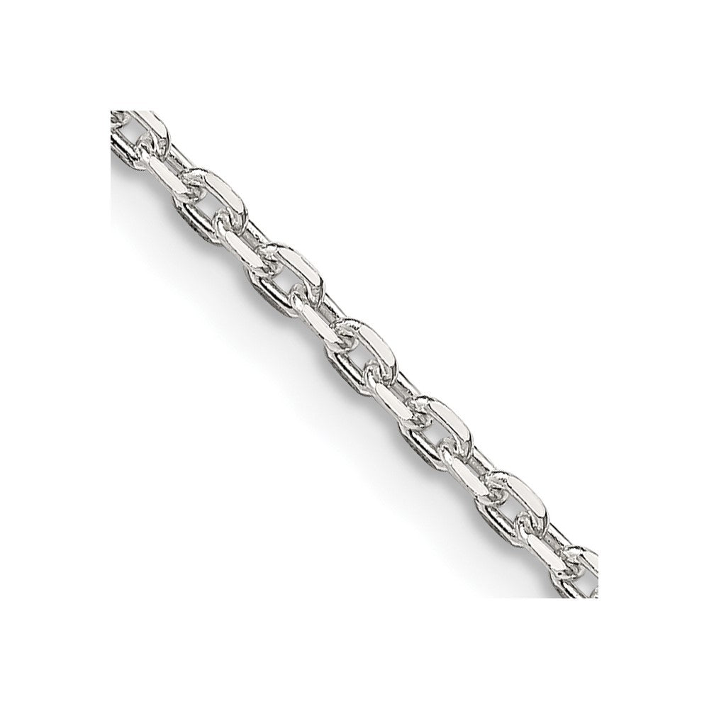 Sterling Silver 2mm Beveled Oval Cable Chain w/2in ext.