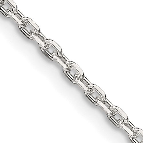 Sterling Silver 2mm Beveled Oval Cable Chain w/4in ext.