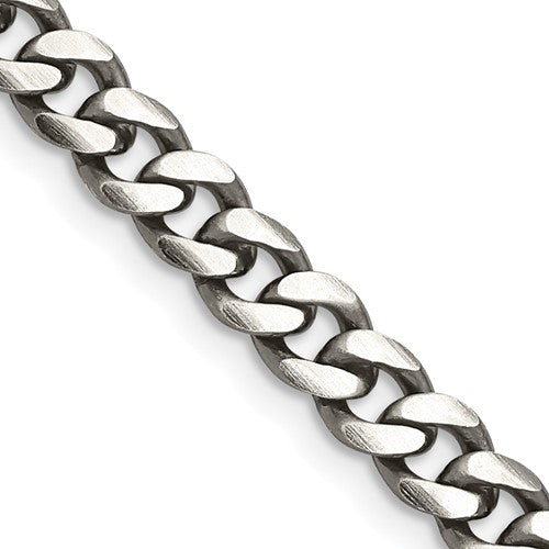 Sterling Silver Antiqued 6.0mm Curb Chain