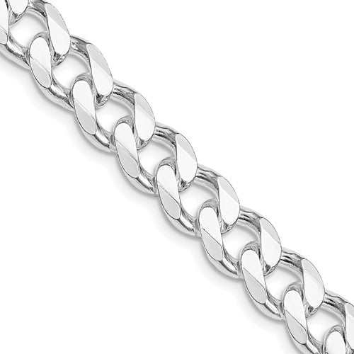 Sterling Silver Rhodium-plated 9.3mm Curb Chain