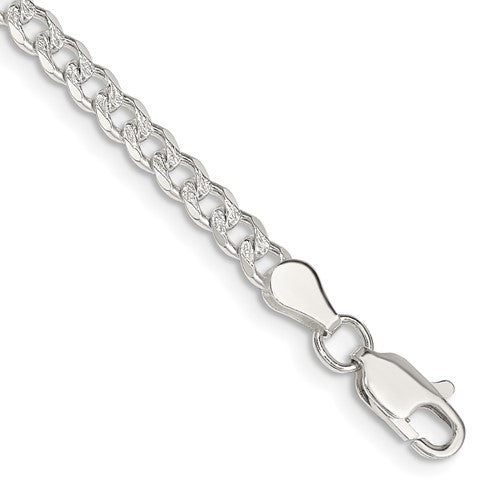 Sterling Silver 3.8mm Pavé Curb Chain