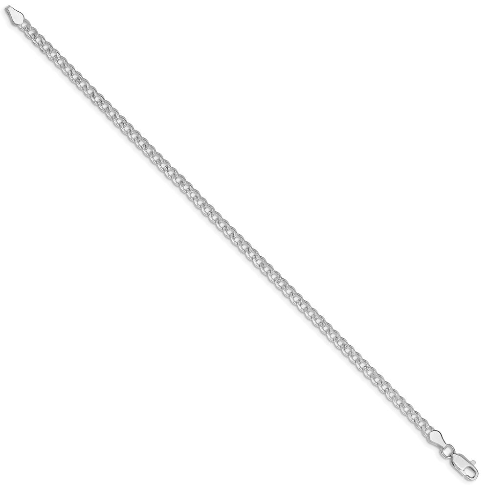 Sterling Silver Rhodium-plated 3.8mm Pavé Curb Chain