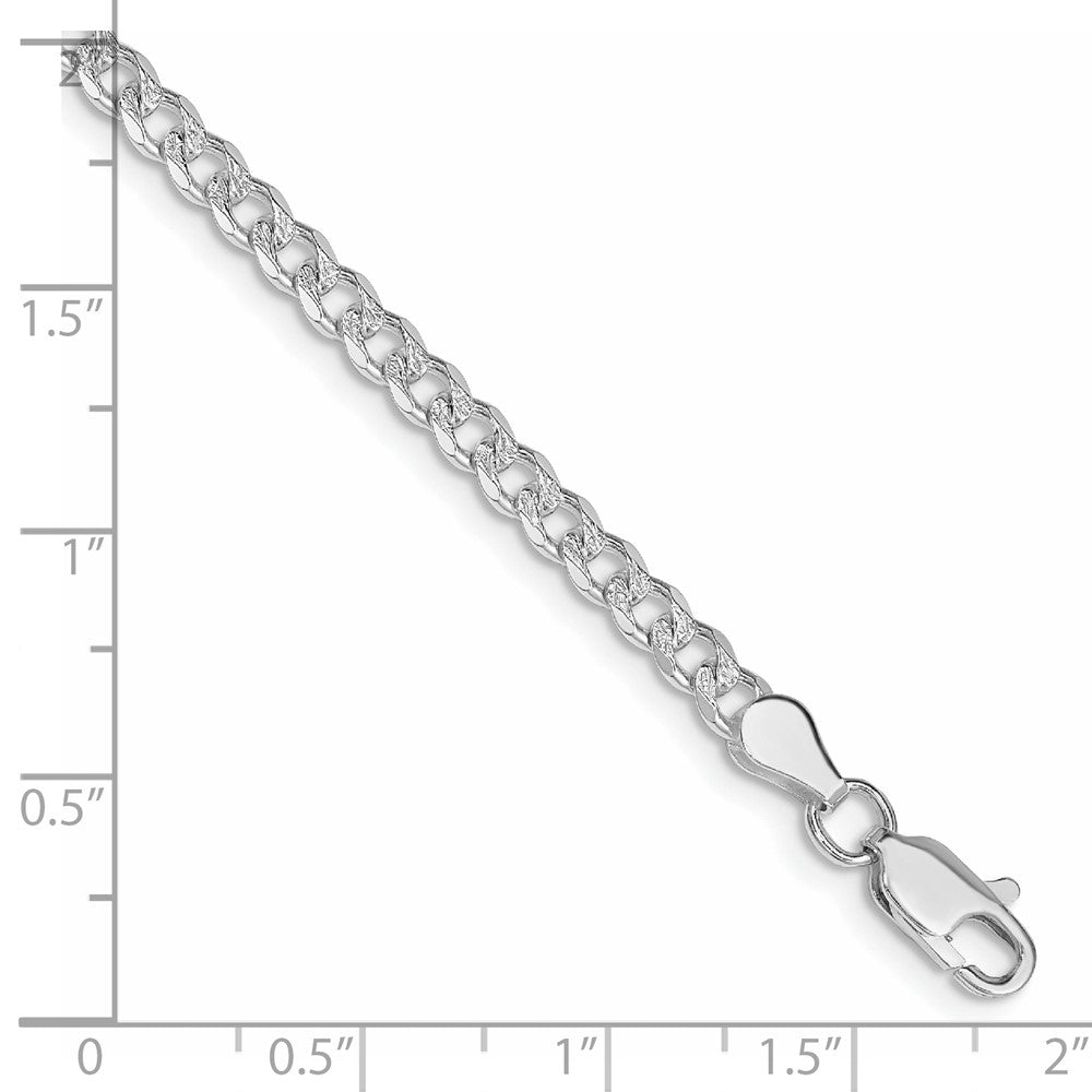 Sterling Silver Rhodium-plated 3.8mm Pavé Curb Chain