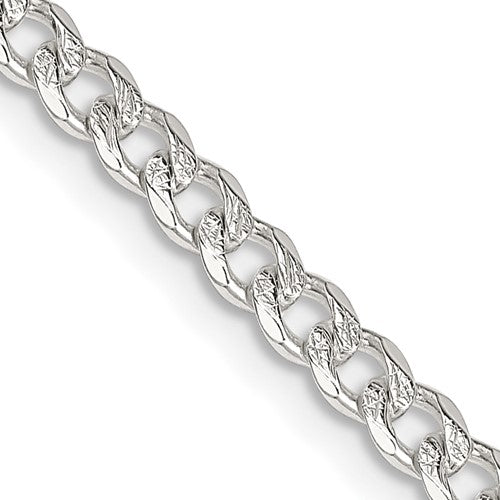 Sterling Silver 3.8mm Pavé Curb Chain