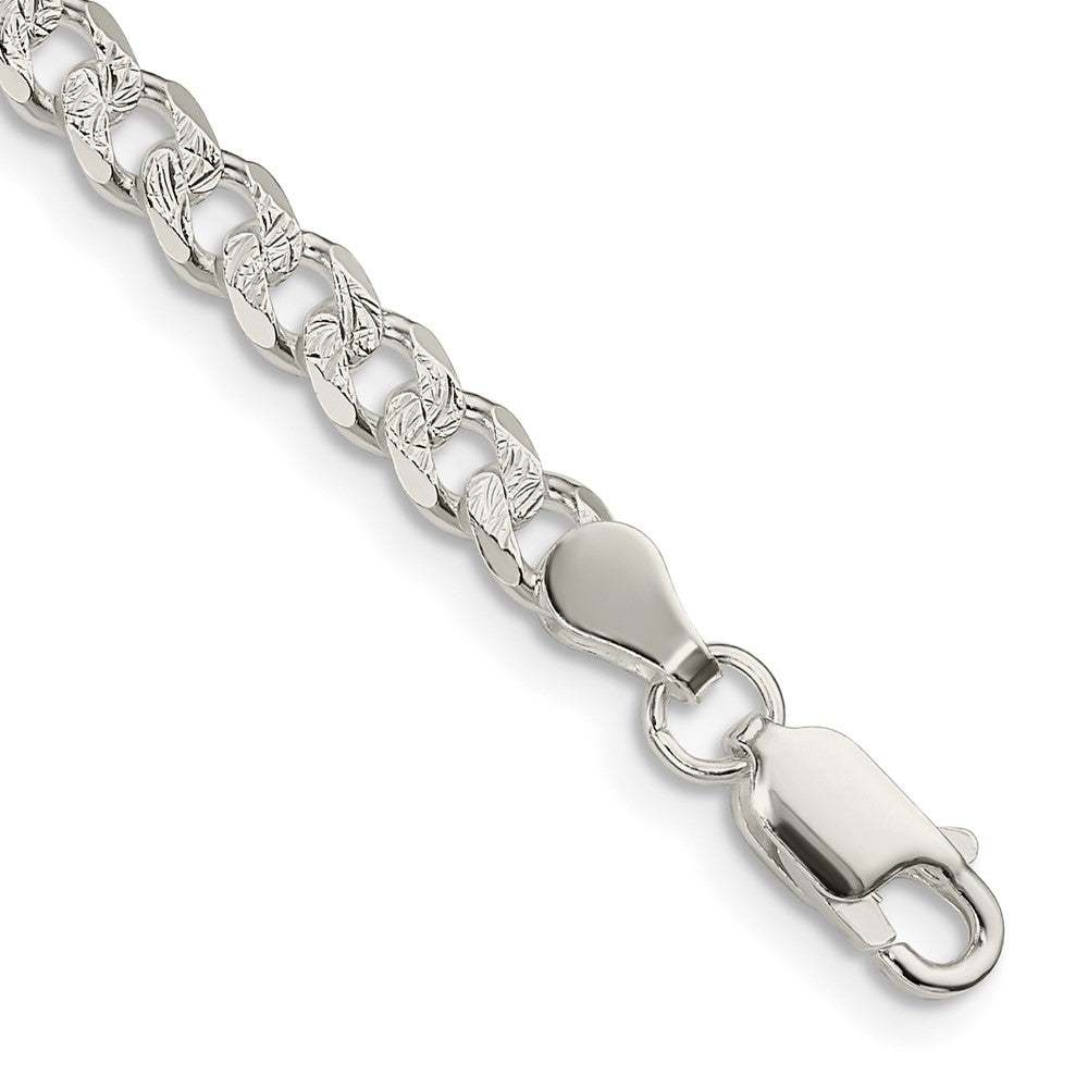 Sterling Silver 4.5mm Pavé Curb Chain