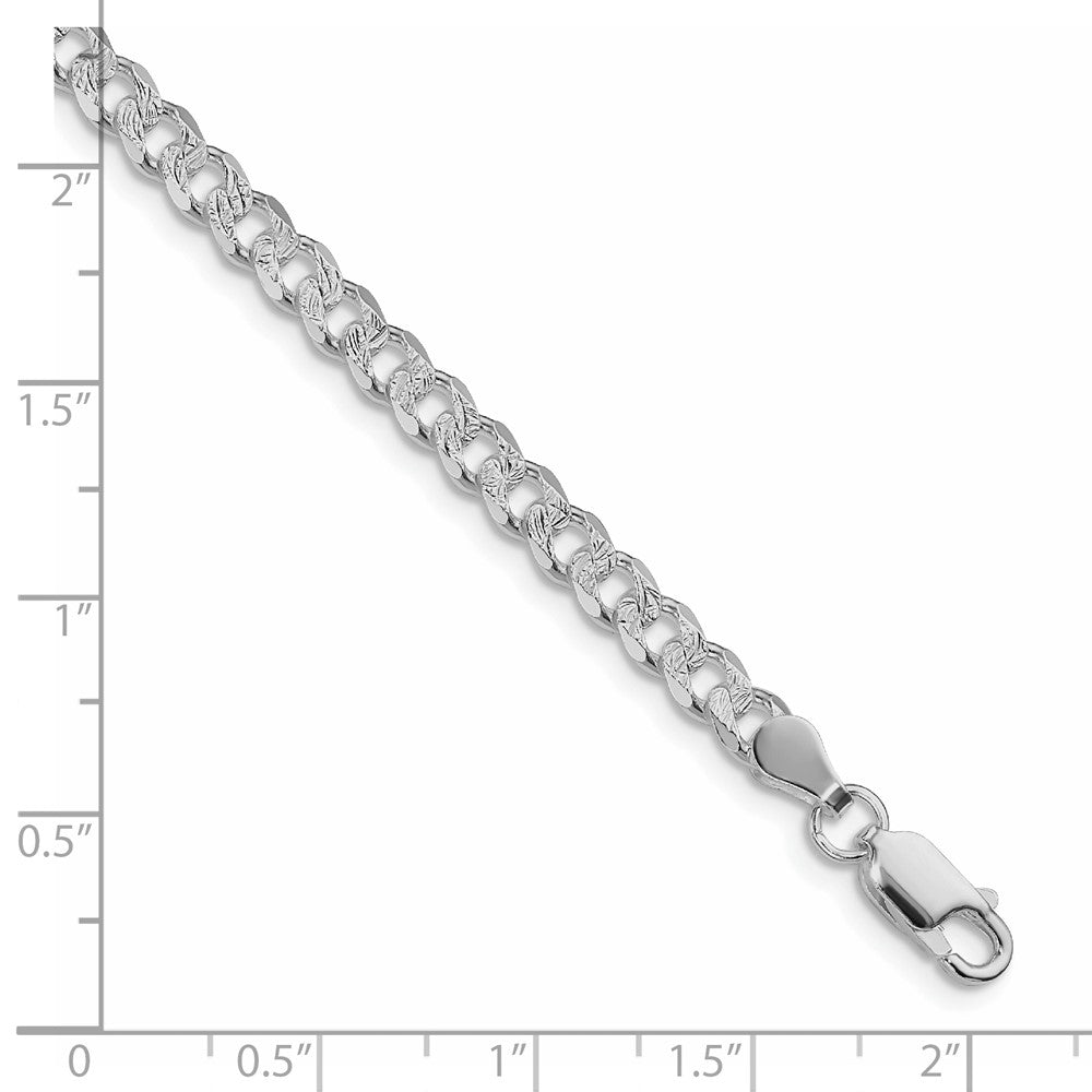 Sterling Silver Rhodium-plated 4.5mm Pavé Curb Chain