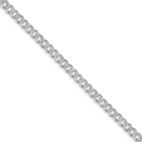 Sterling Silver Rhodium-plated 4.5mm Pavé Curb Chain