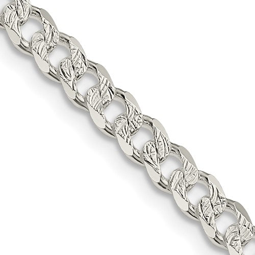 Sterling Silver 4.5mm Pavé Curb Chain