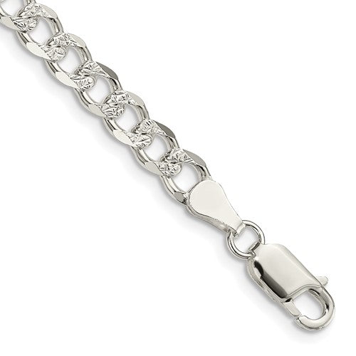 Sterling Silver 5.5mm Pavé Curb Chain