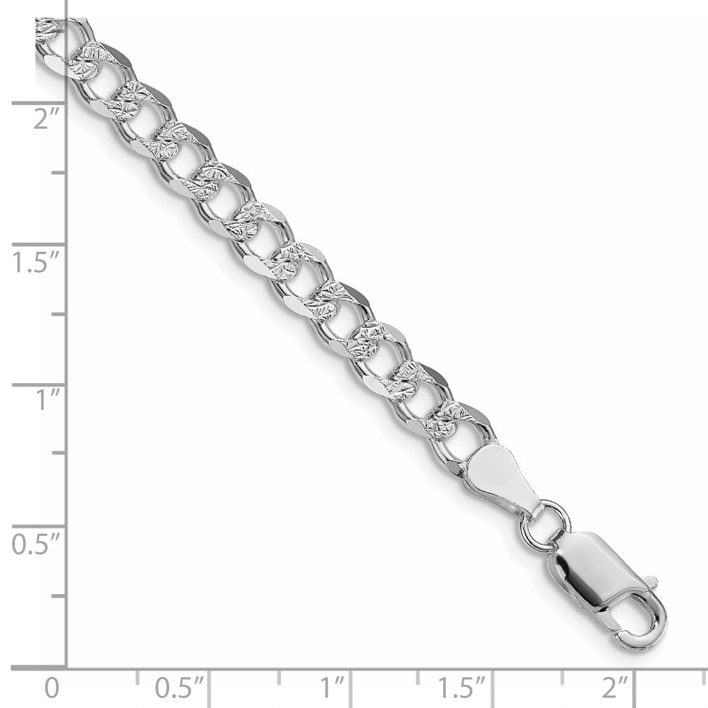 Sterling Silver Rhodium-plated 5.5mm Pavé Curb Chain