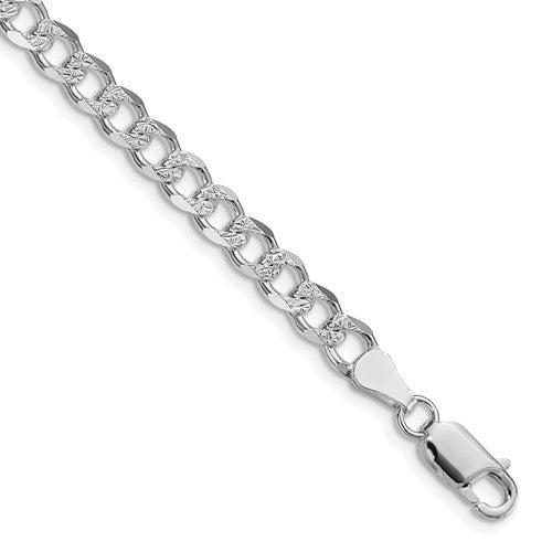 Sterling Silver Rhodium-plated 5.5mm Pavé Curb Chain