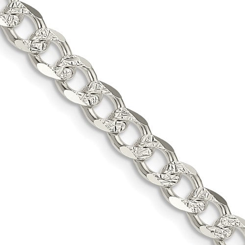 Sterling Silver 5.5mm Pavé Curb Chain