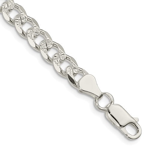Sterling Silver 7mm Pavé Curb Chain