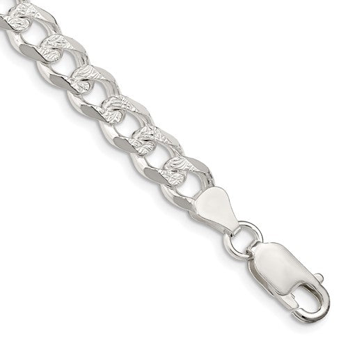 Sterling Silver 7.5mm Pavé Curb Chain