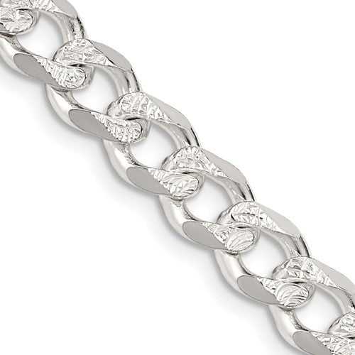 Sterling Silver 7.5mm Pavé Curb Chain