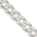 Sterling Silver 7.5mm Pave Curb Chain