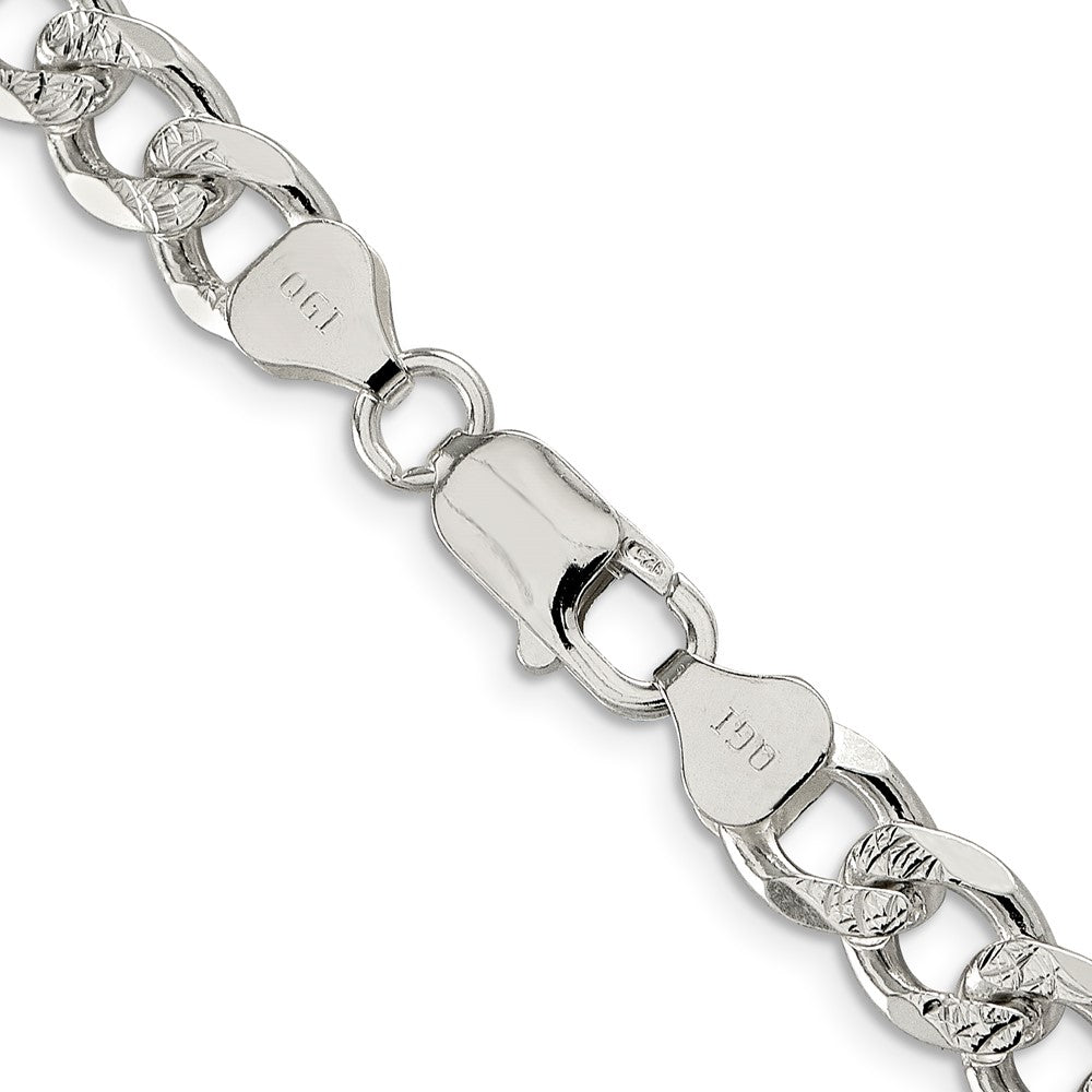 Sterling Silver 8.3mm Pavé Curb Chain