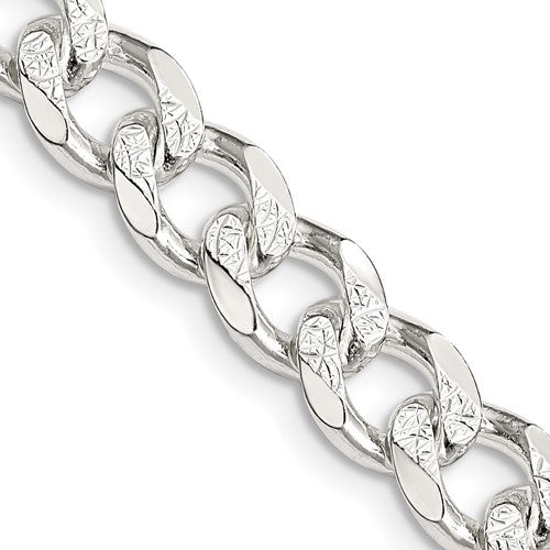 Sterling Silver 8.3mm Pavé Curb Chain