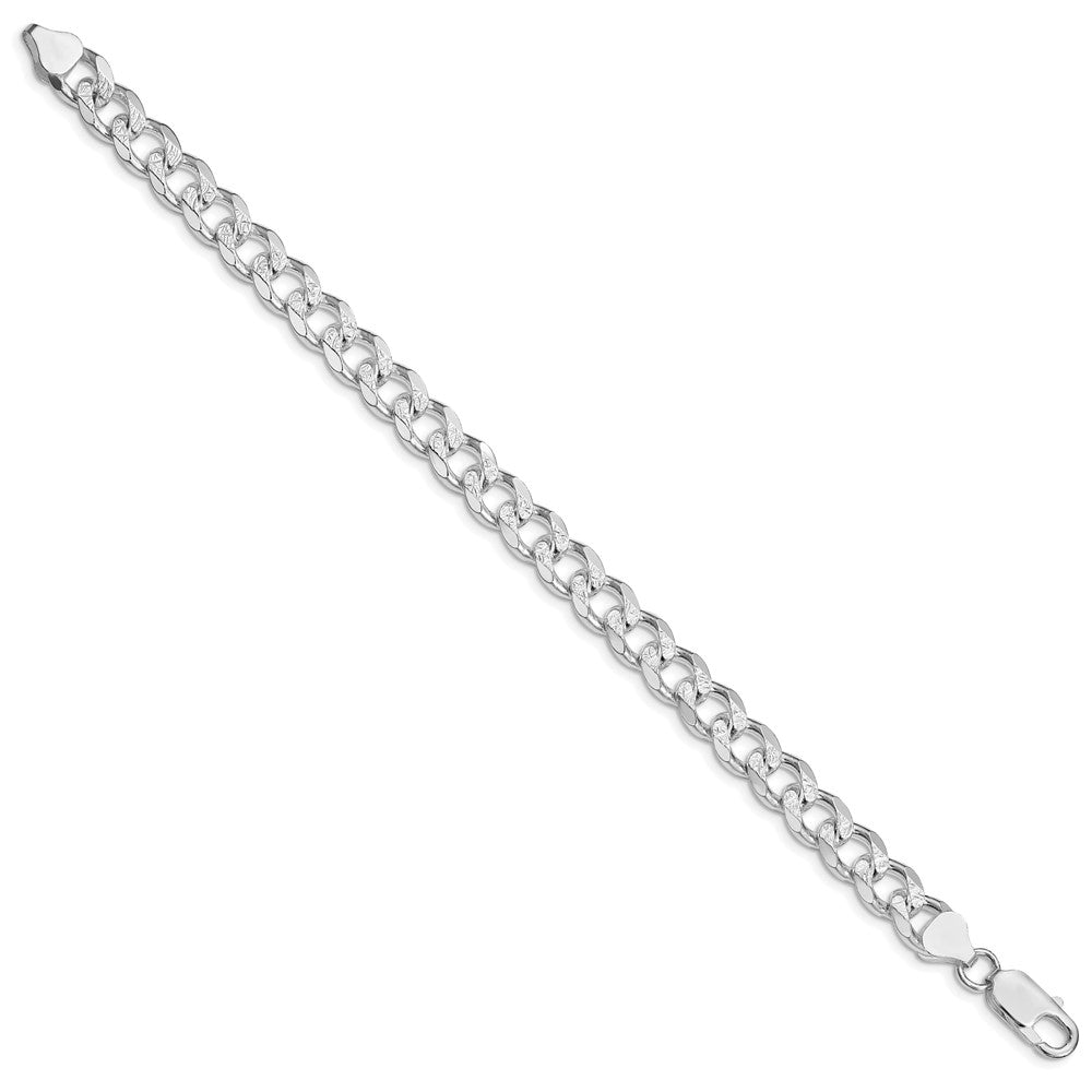 Sterling Silver Rhodium-plated 8.3mm Pavé Curb Chain