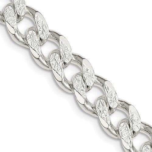 Sterling Silver 9.3mm Pavé Curb Chain