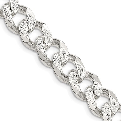 Sterling Silver 11.0mm Pavé Curb Chain